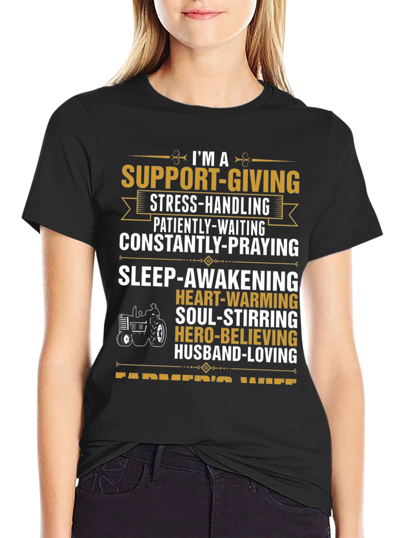 Supportive Farmers Wife Black Graphic Tee