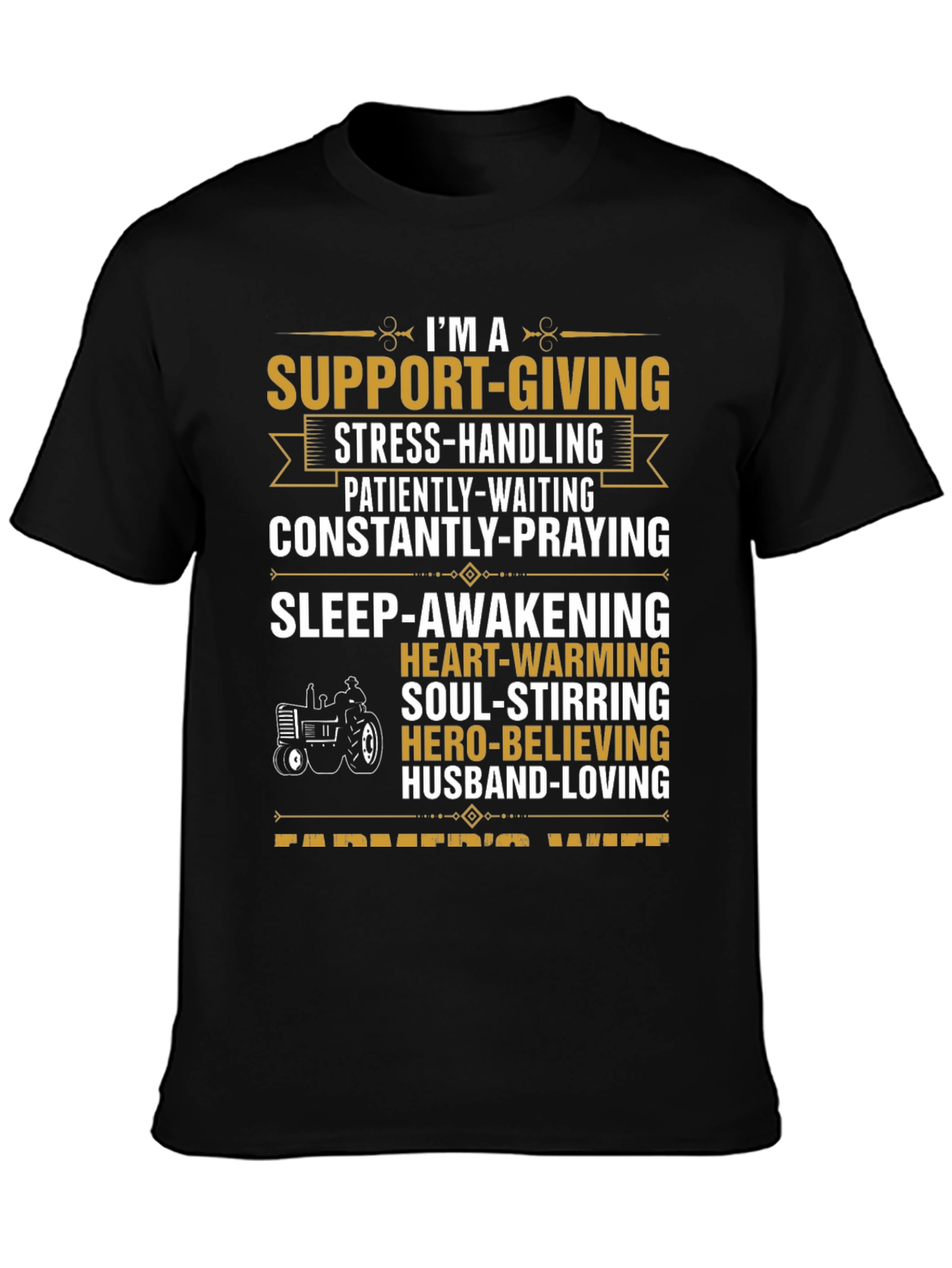 Supportive Farmers Wife Black Graphic Tee