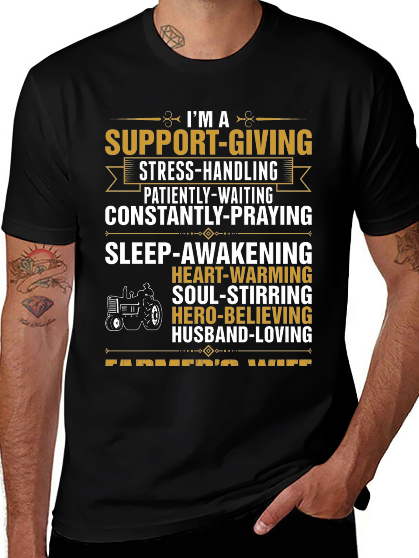 Supportive Farmers Wife Black Graphic Tee