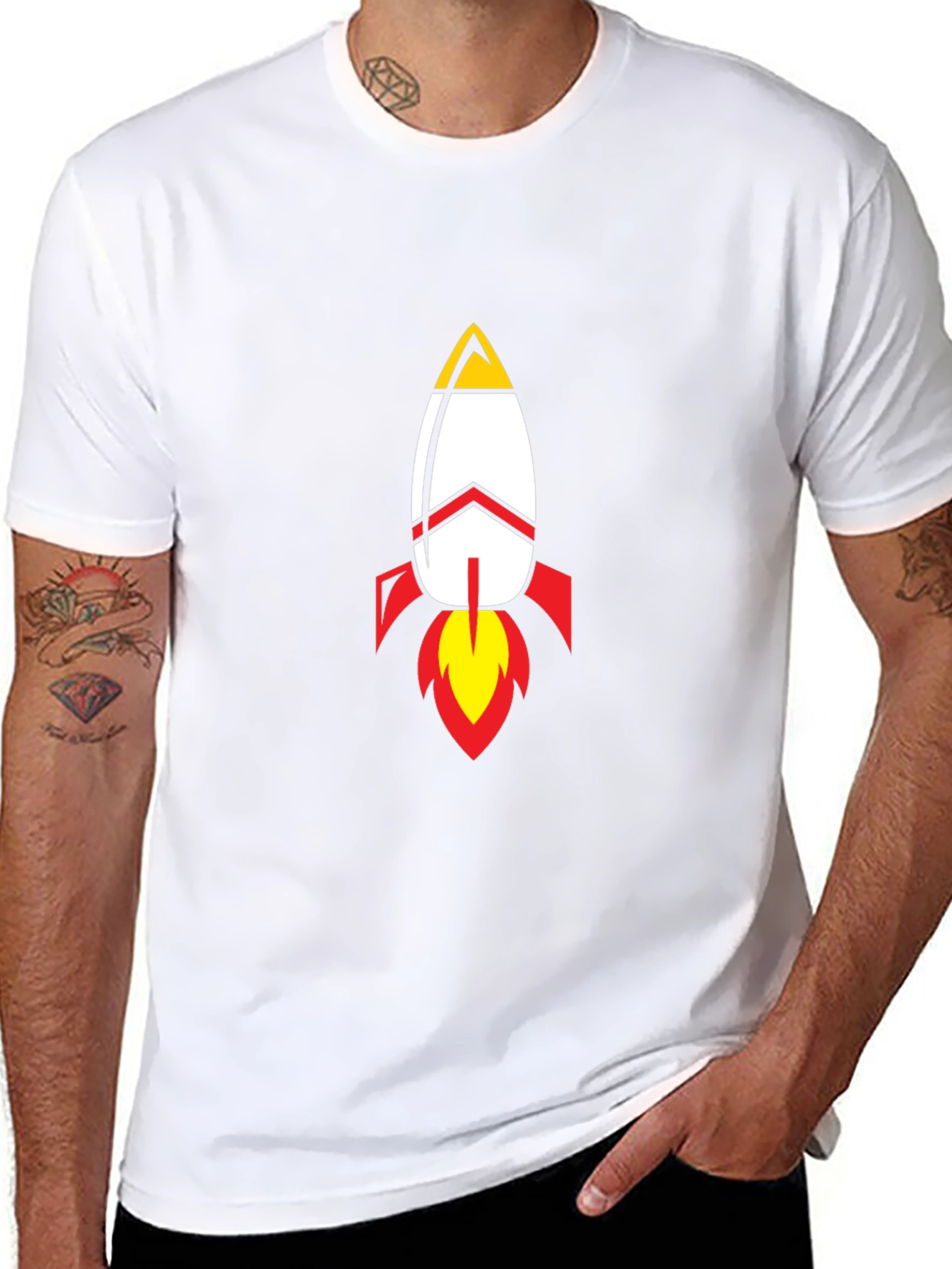 Rocket Graphic Black T-Shirt - Blast Off in Style!