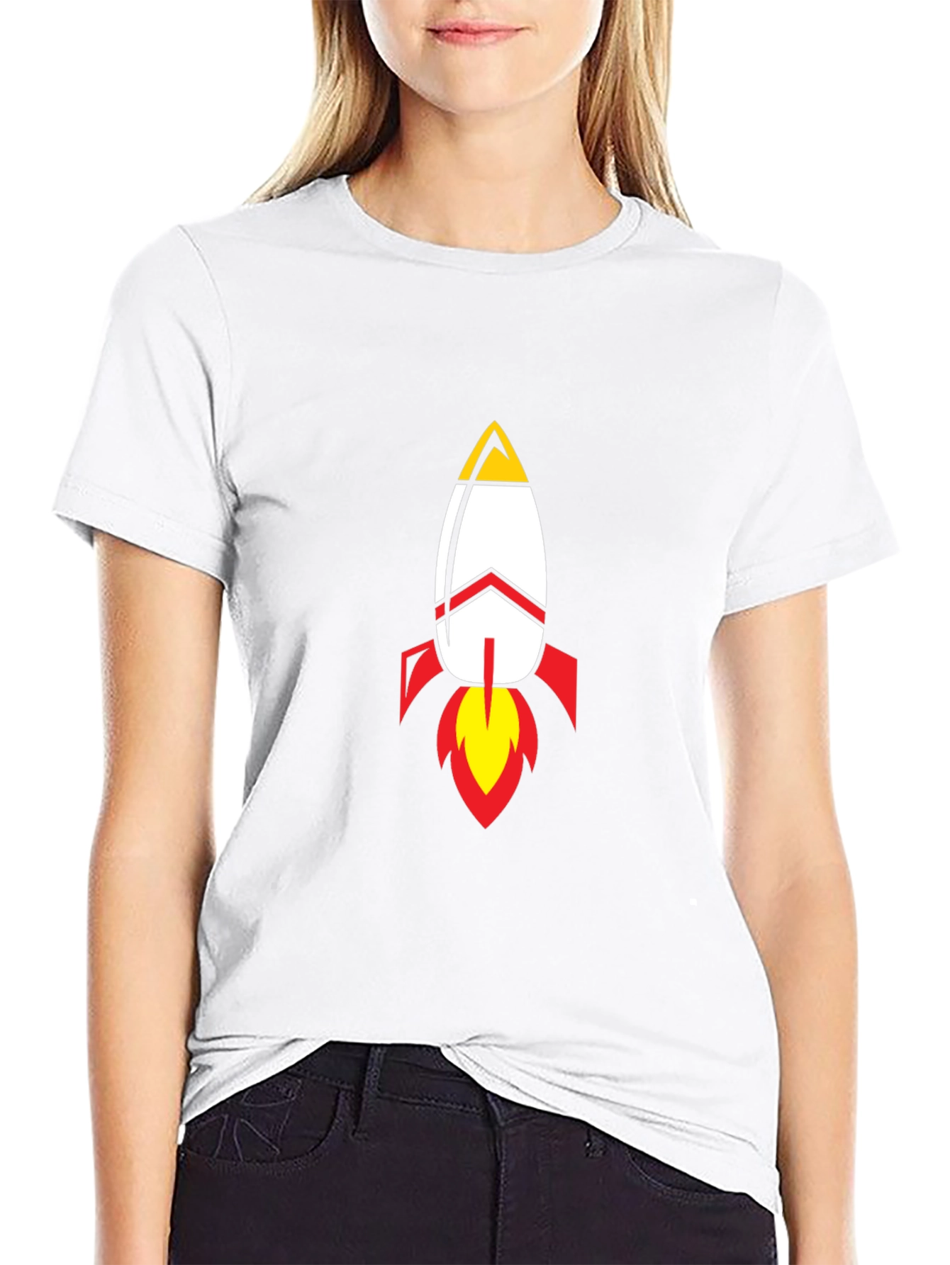 Rocket Graphic Black T-Shirt - Blast Off in Style!