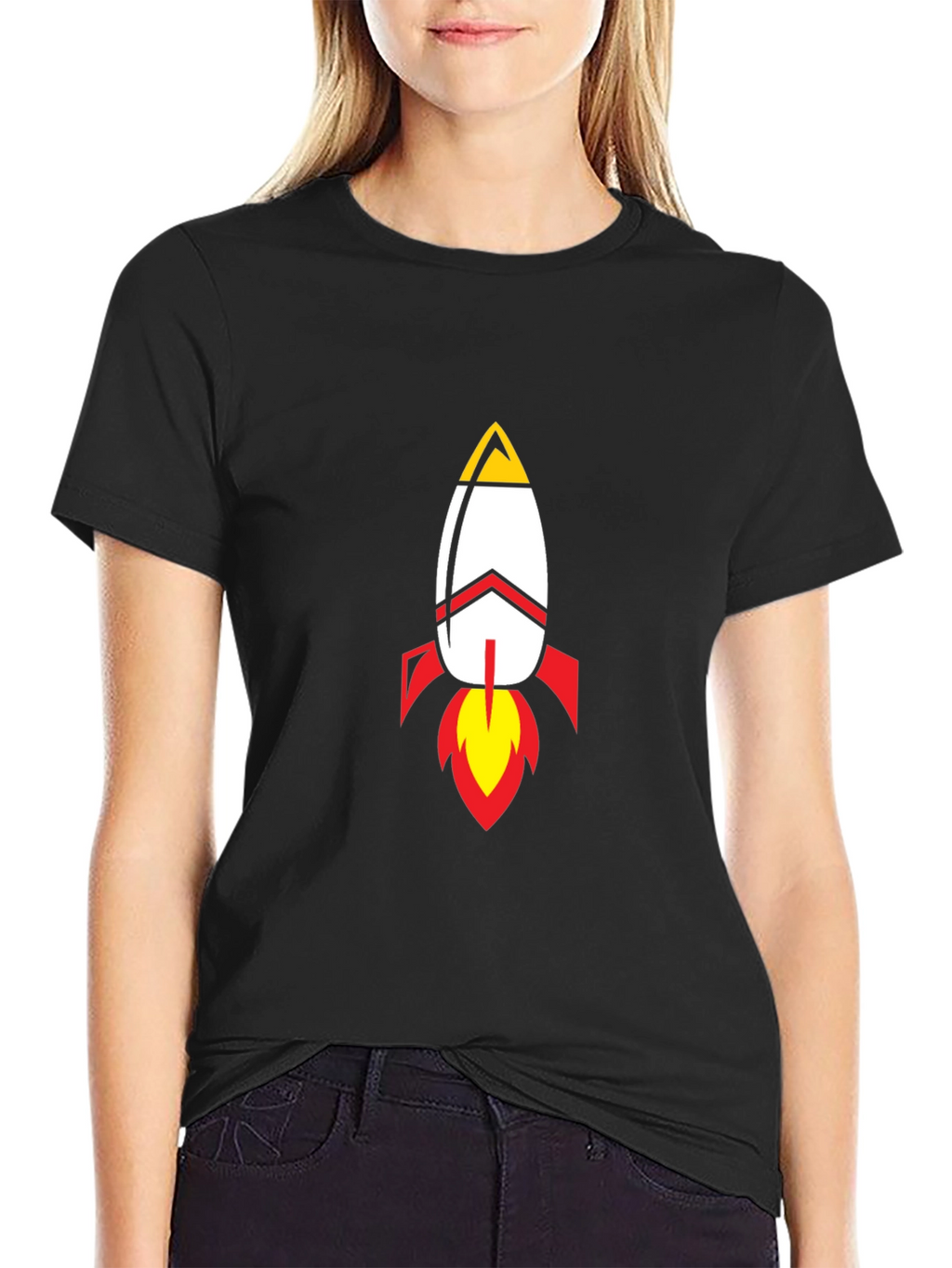 Rocket Graphic Black T-Shirt - Blast Off in Style!