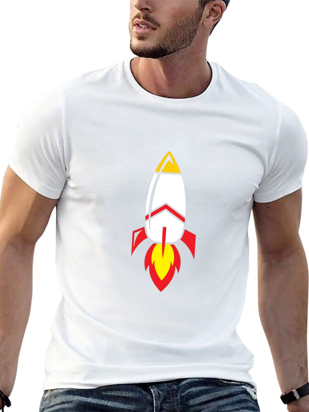 Rocket Graphic Black T-Shirt - Blast Off in Style!