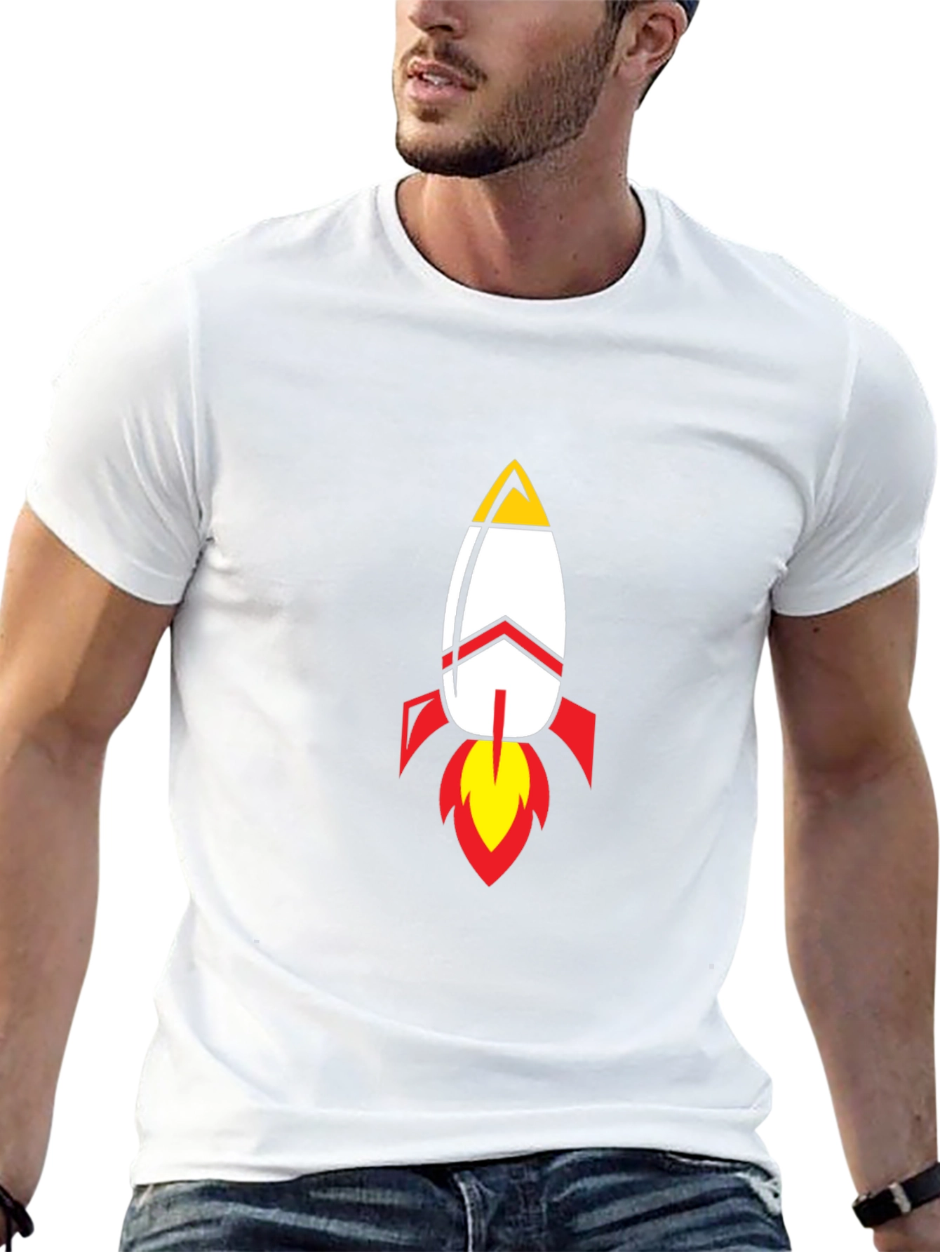 Rocket Graphic Black T-Shirt - Blast Off in Style!