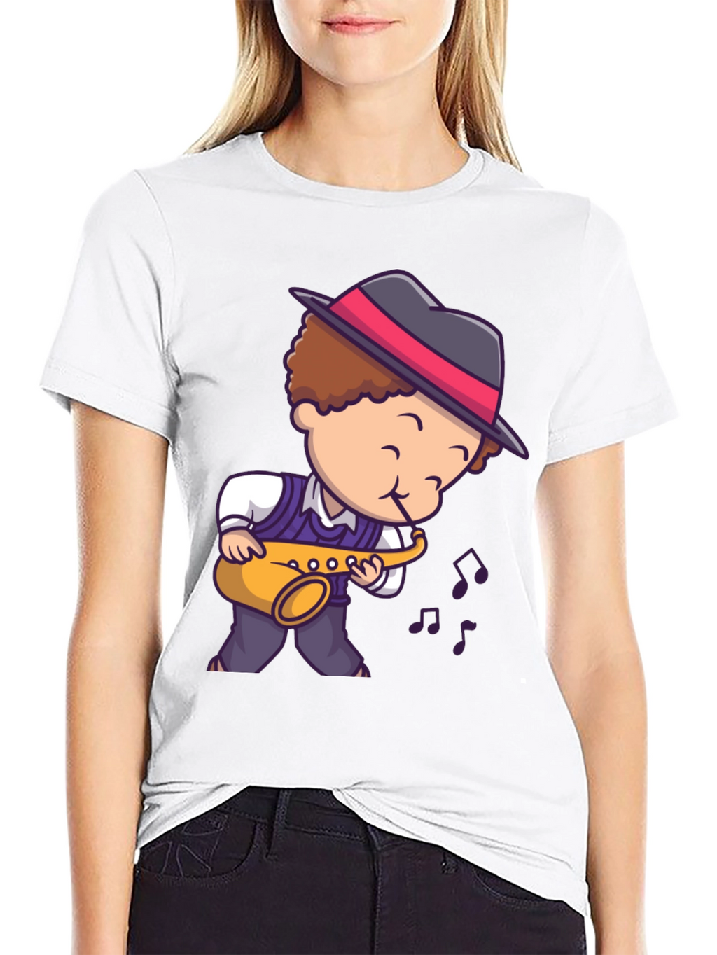 Cartoon Jazz Saxophone Player T-Shirt