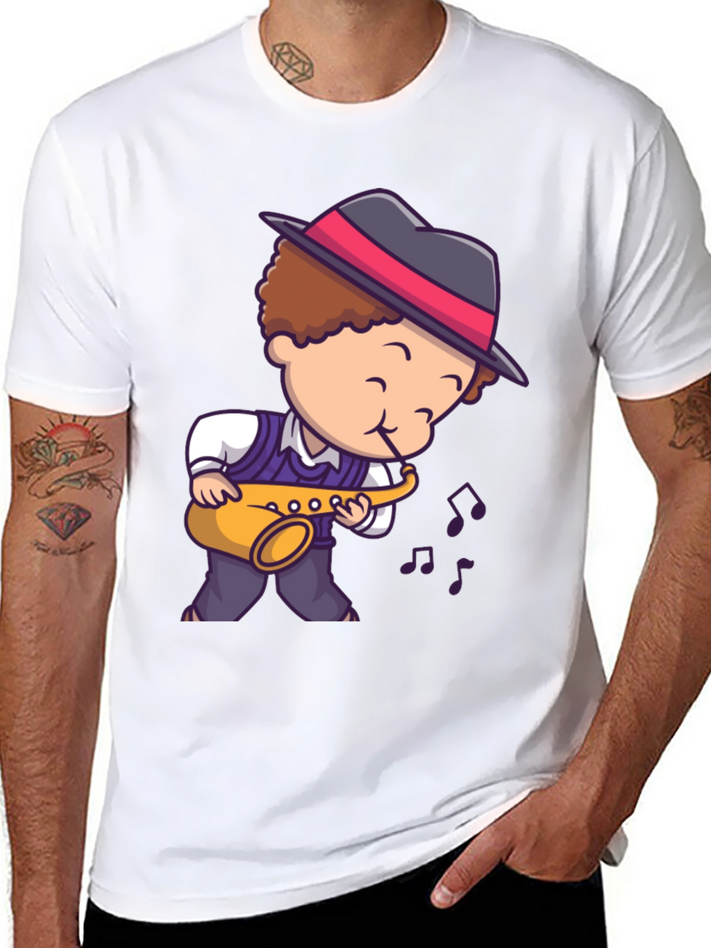 Cartoon Jazz Saxophone Player T-Shirt