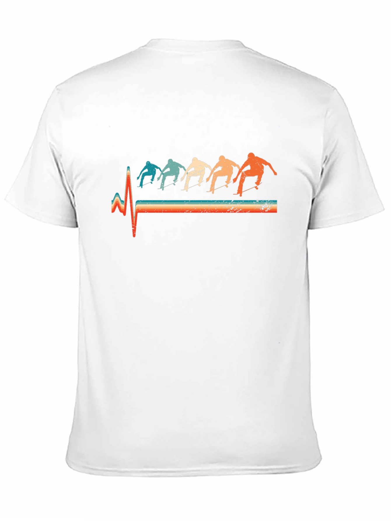 Retro Skateboarder Heartbeat T-Shirt - Black