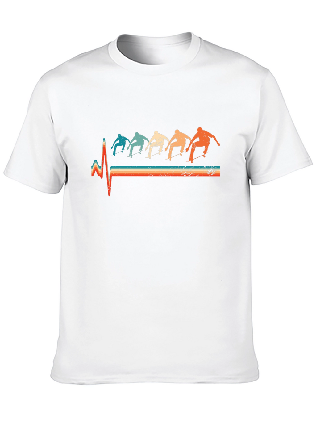 Retro Skateboarder Heartbeat T-Shirt - Black
