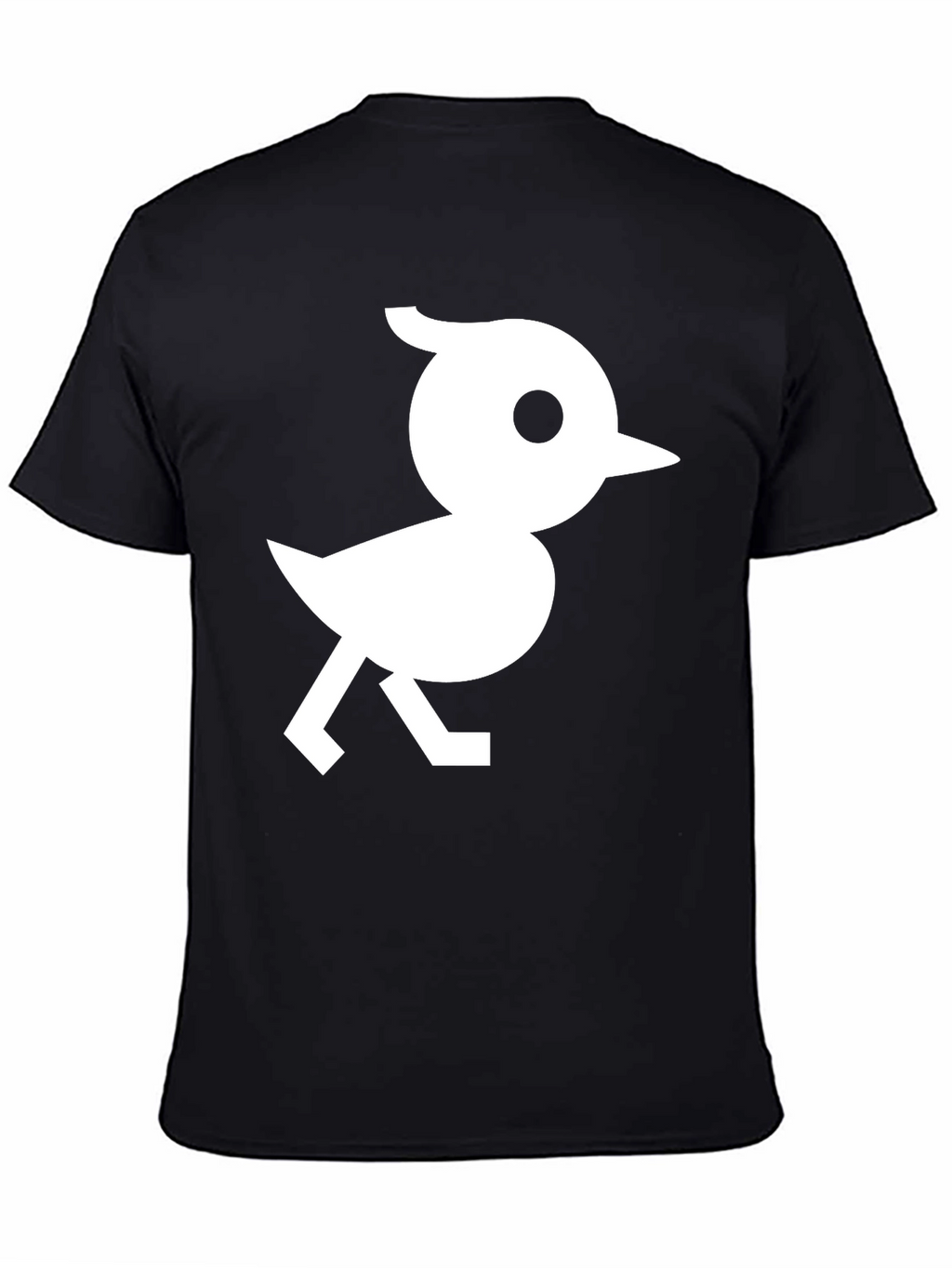 Black T-Shirt with White Bird Graphic