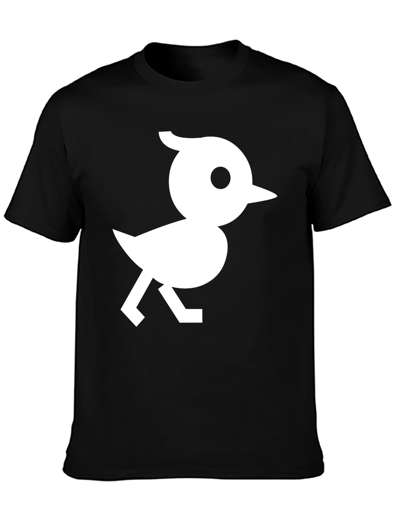 Black T-Shirt with White Bird Graphic
