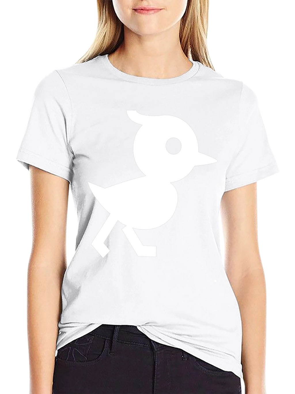 Black T-Shirt with White Bird Graphic