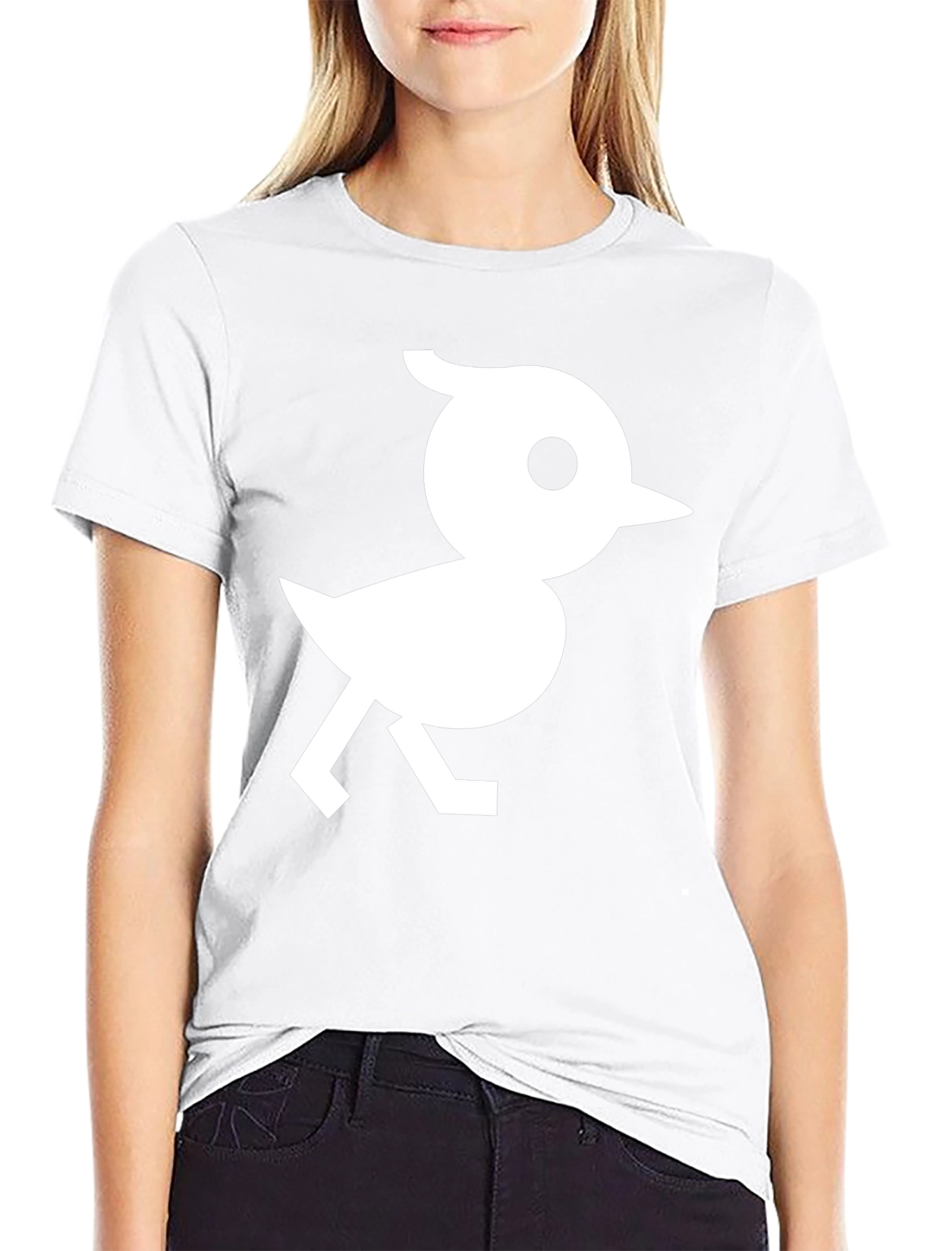 Black T-Shirt with White Bird Graphic