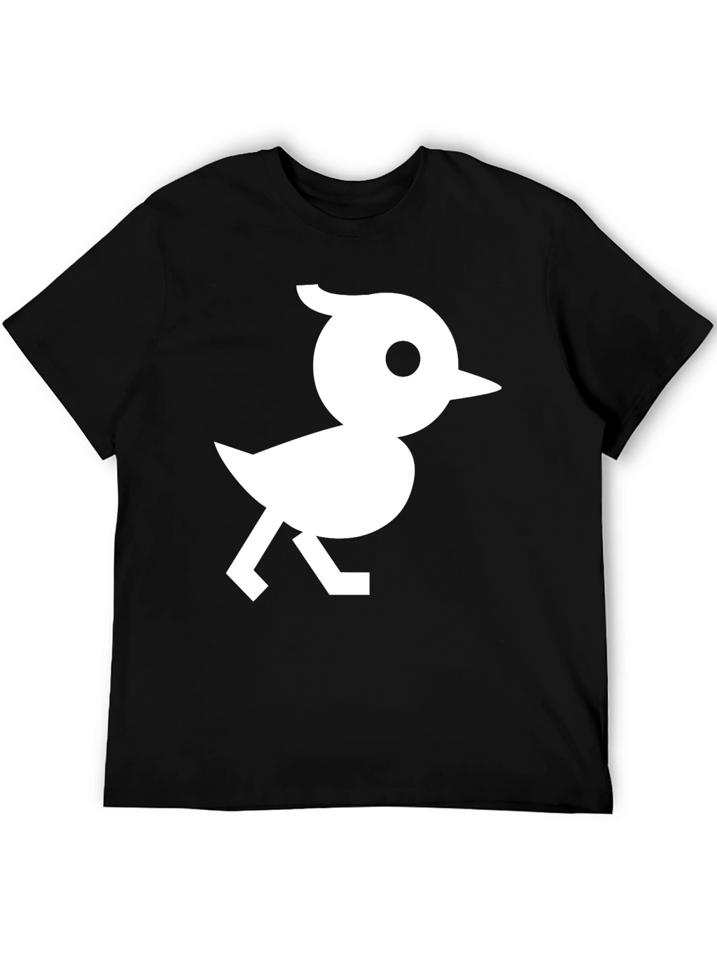 Black T-Shirt with White Bird Graphic