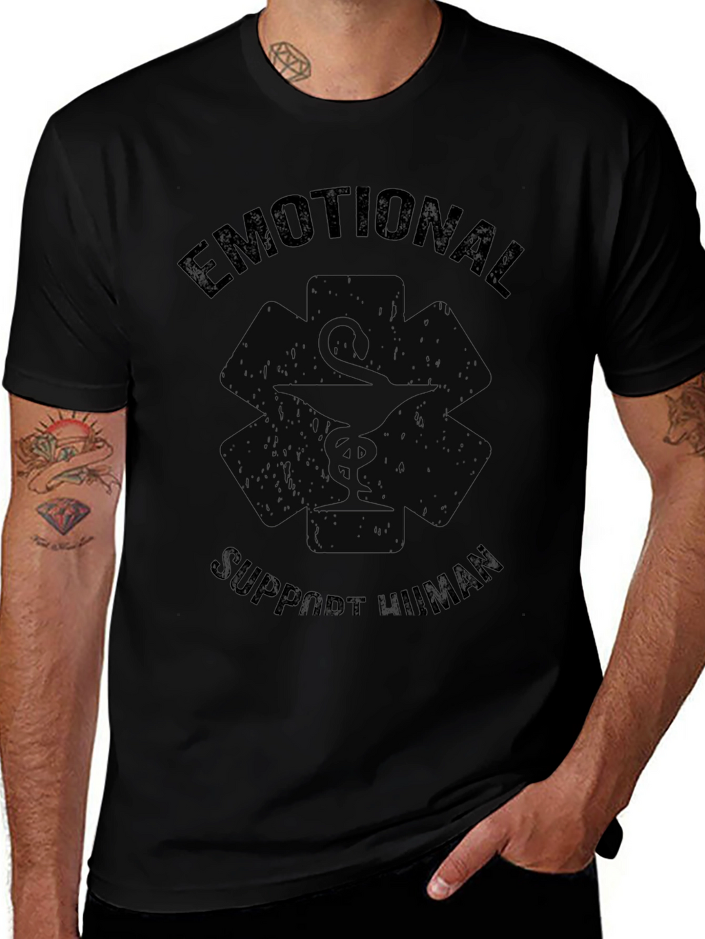 Emotional Support Human Black T-Shirt