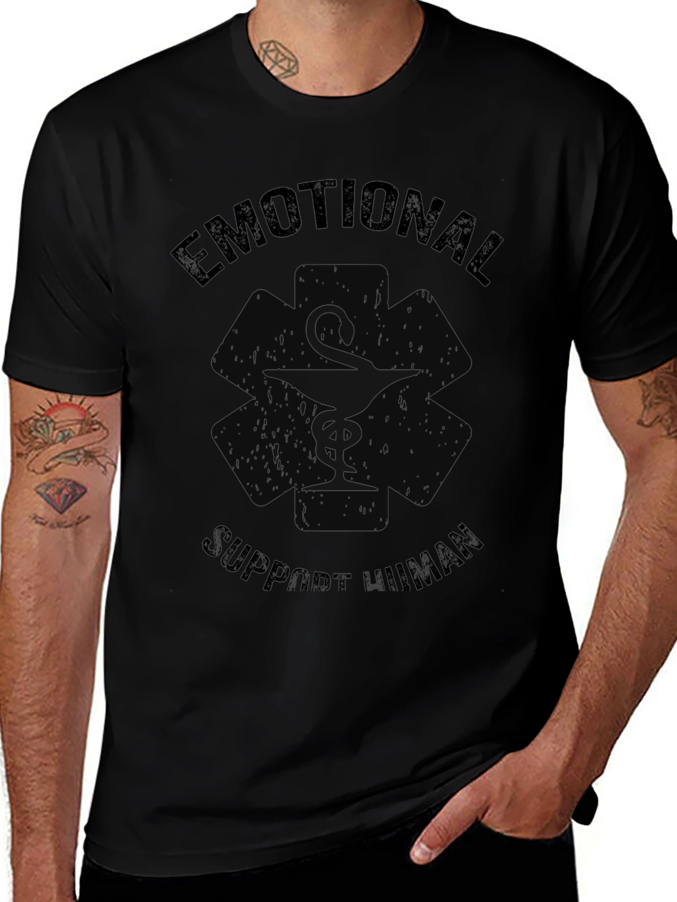Emotional Support Human Black T-Shirt