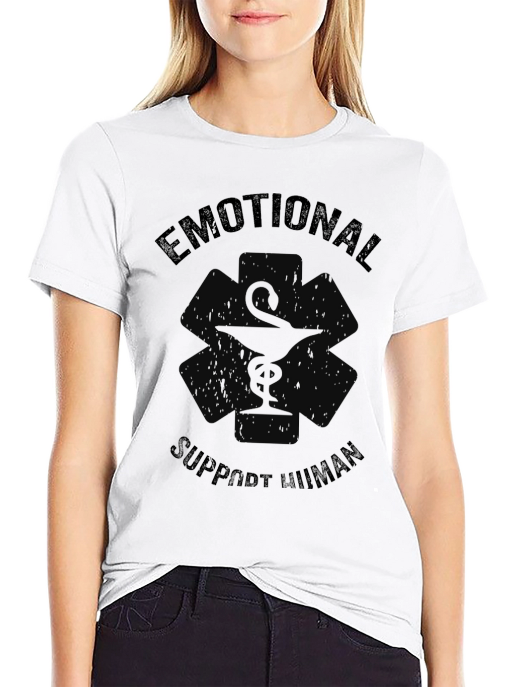 Emotional Support Human Black T-Shirt