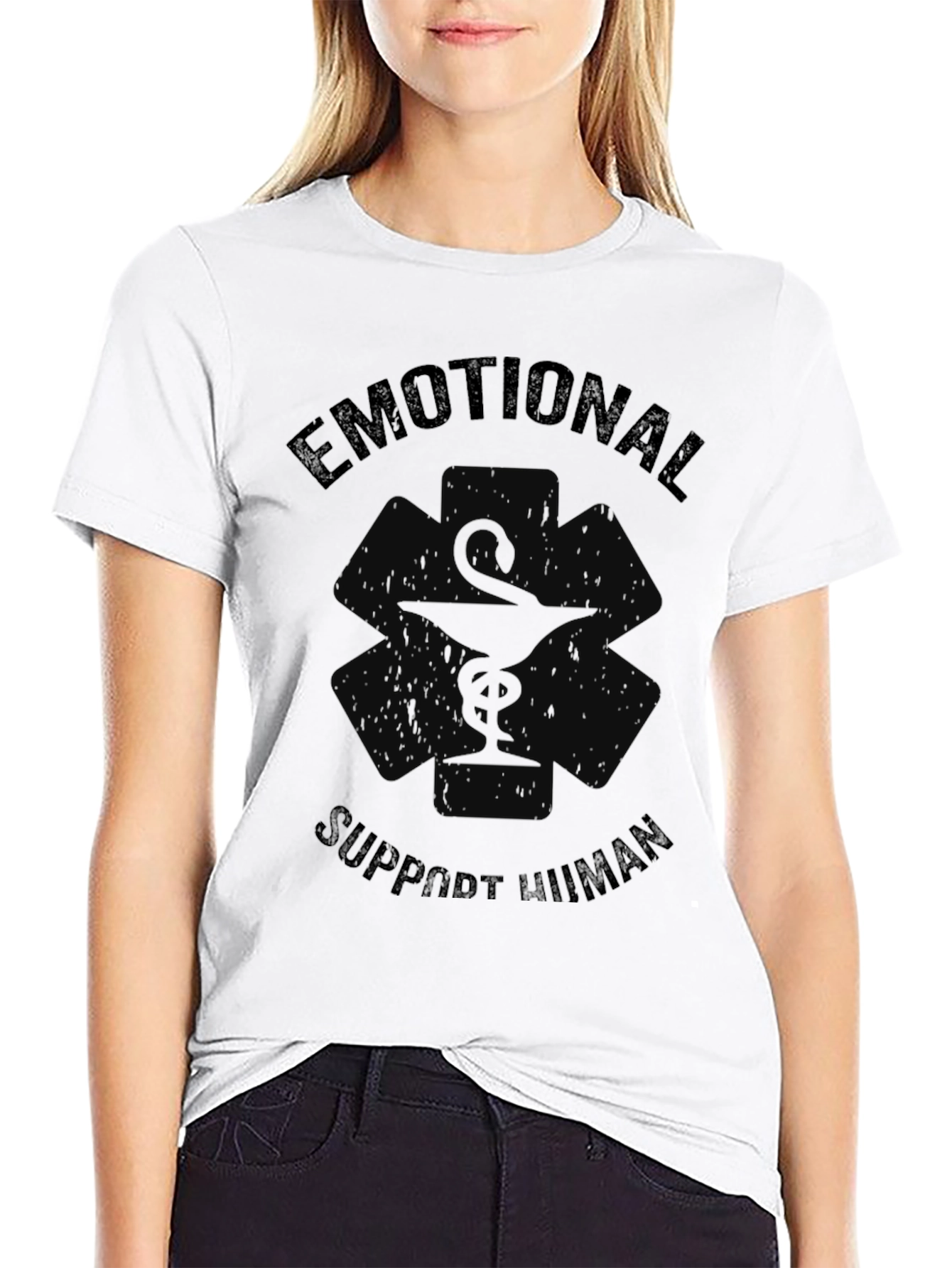 Emotional Support Human Black T-Shirt