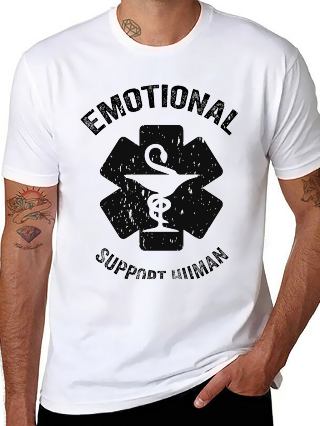 Emotional Support Human Black T-Shirt