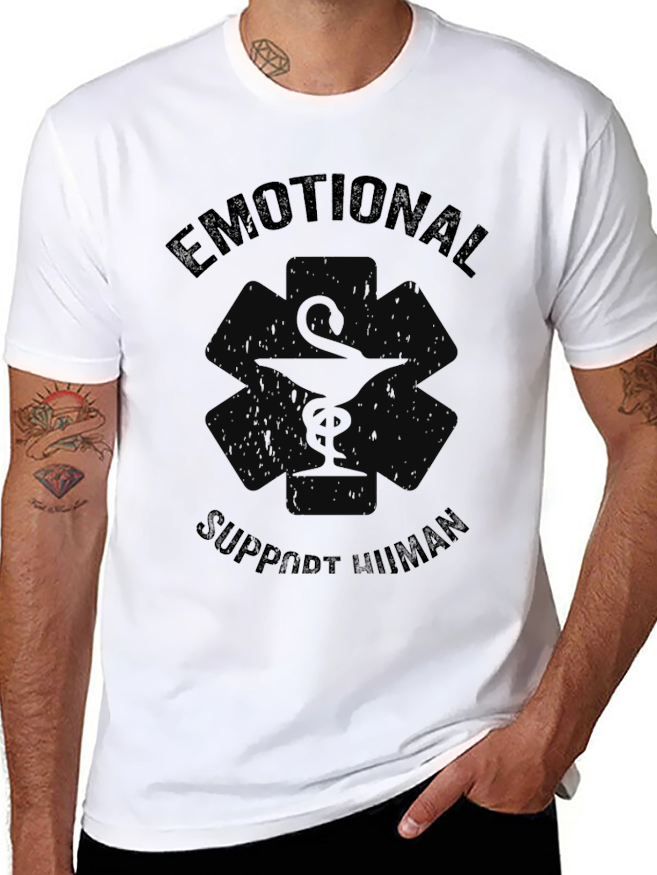 Emotional Support Human Black T-Shirt