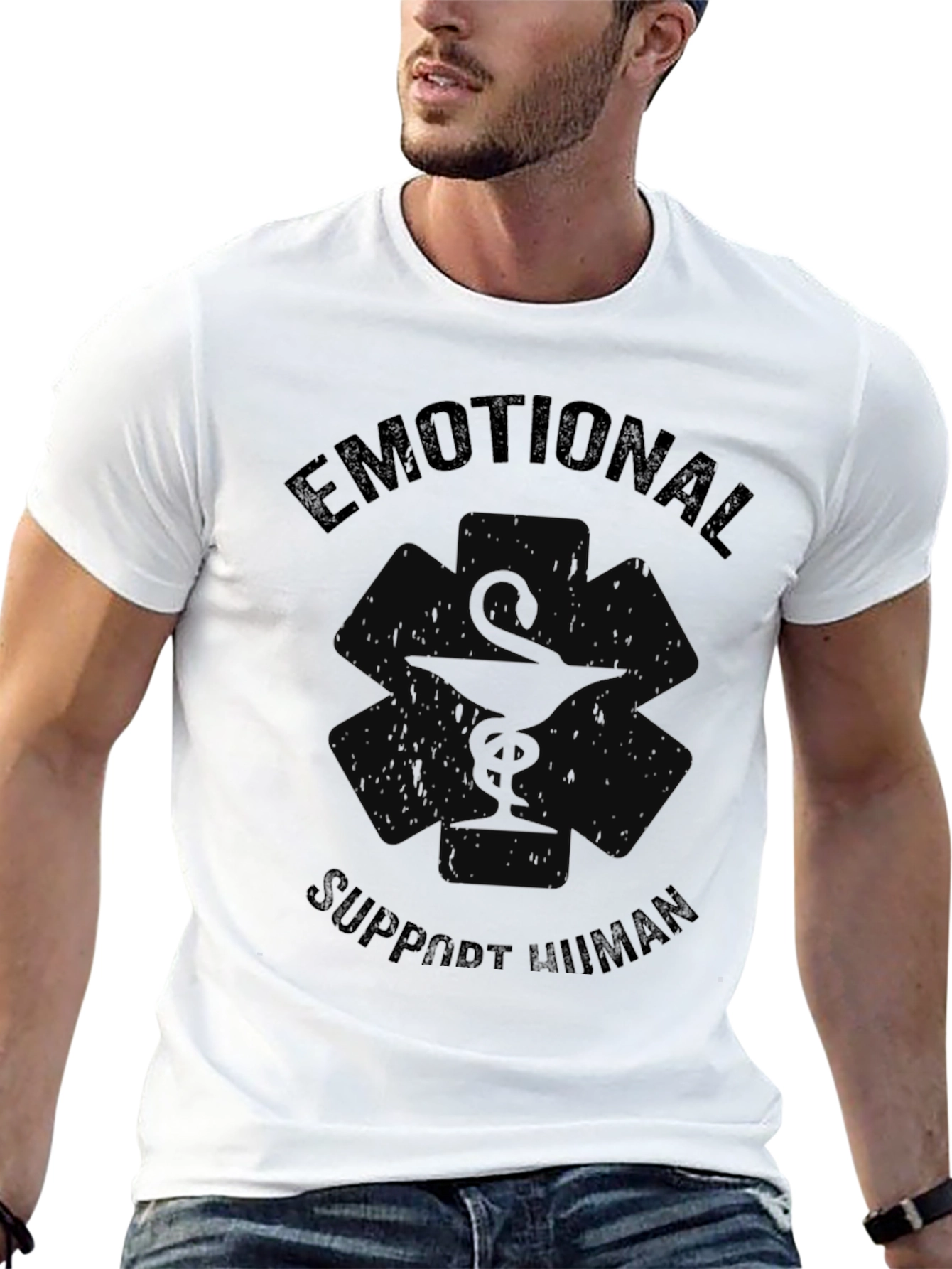 Emotional Support Human Black T-Shirt