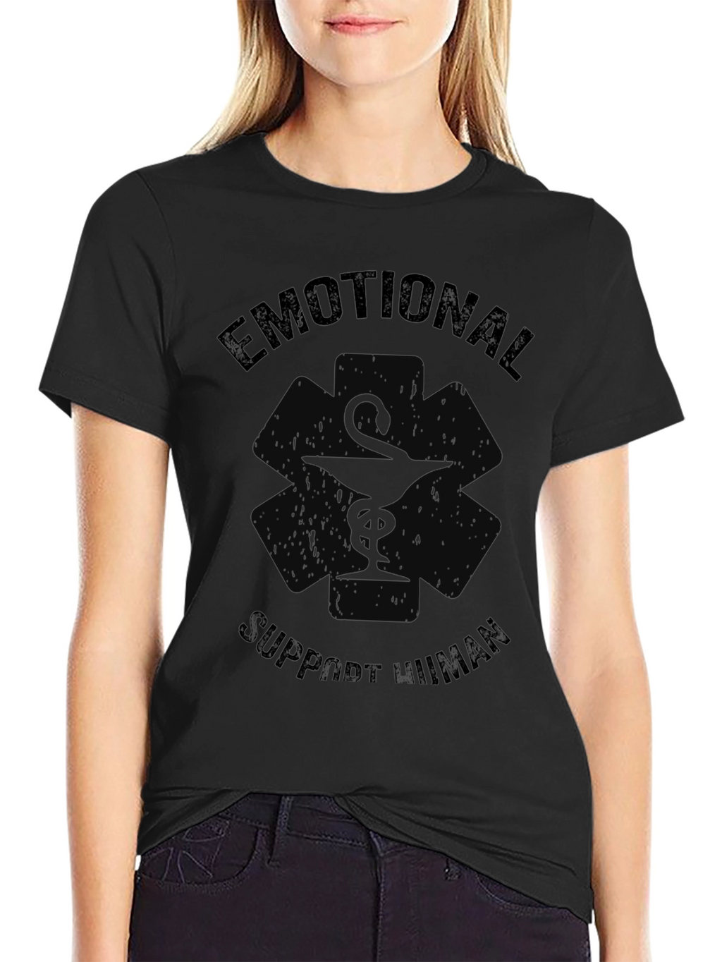 Emotional Support Human Black T-Shirt