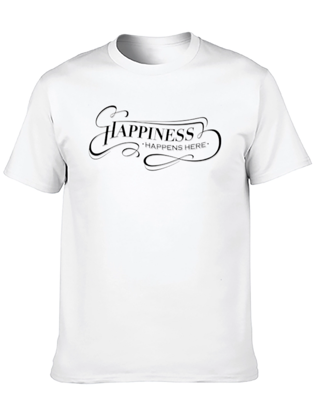 Happiness Happens Here Black Graphic Tee