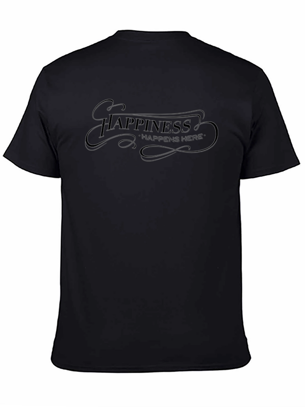 Happiness Happens Here Black Graphic Tee