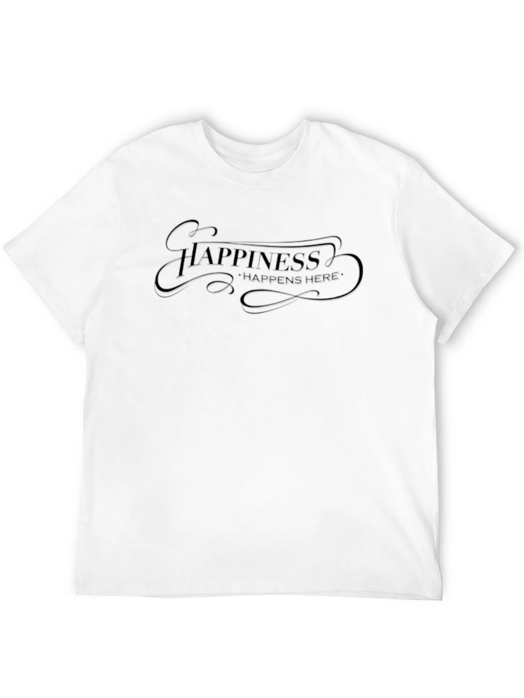 Happiness Happens Here Black Graphic Tee