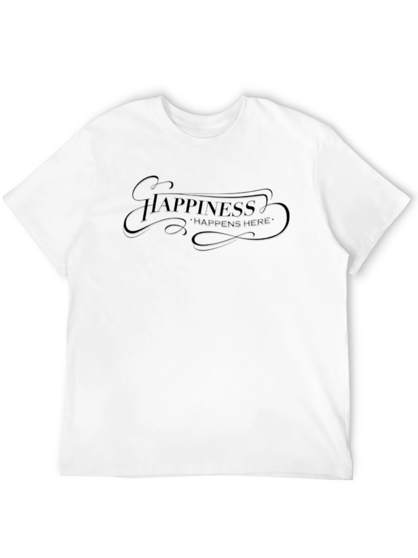 Happiness Happens Here Black Graphic Tee