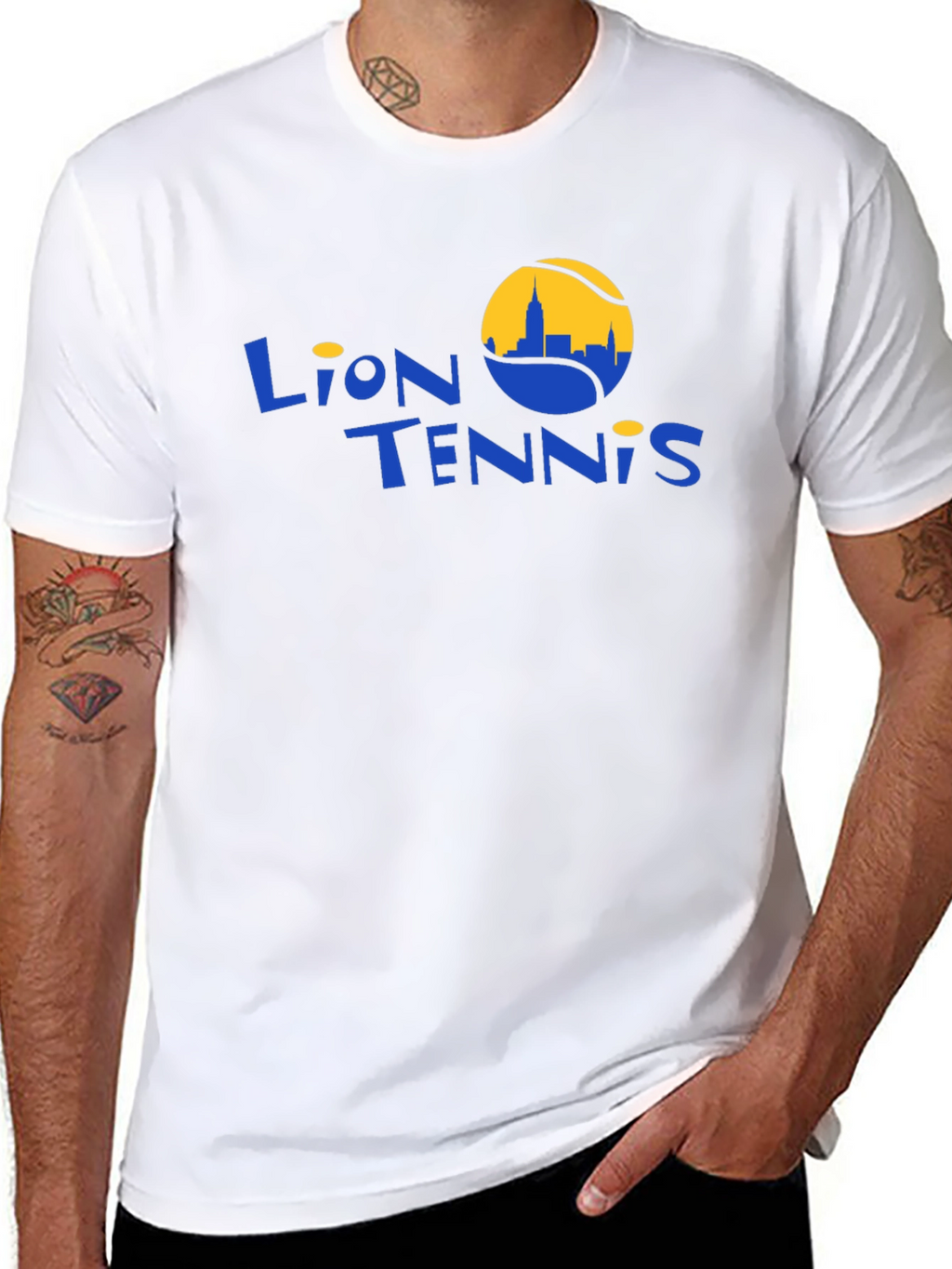 Lion Tennis Black Graphic T-Shirt