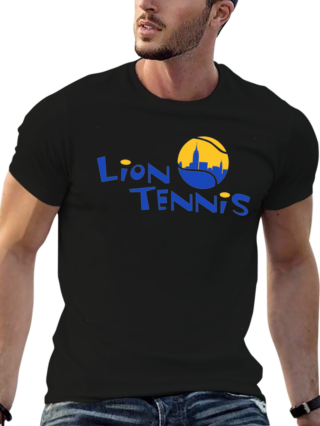 Lion Tennis Black Graphic T-Shirt