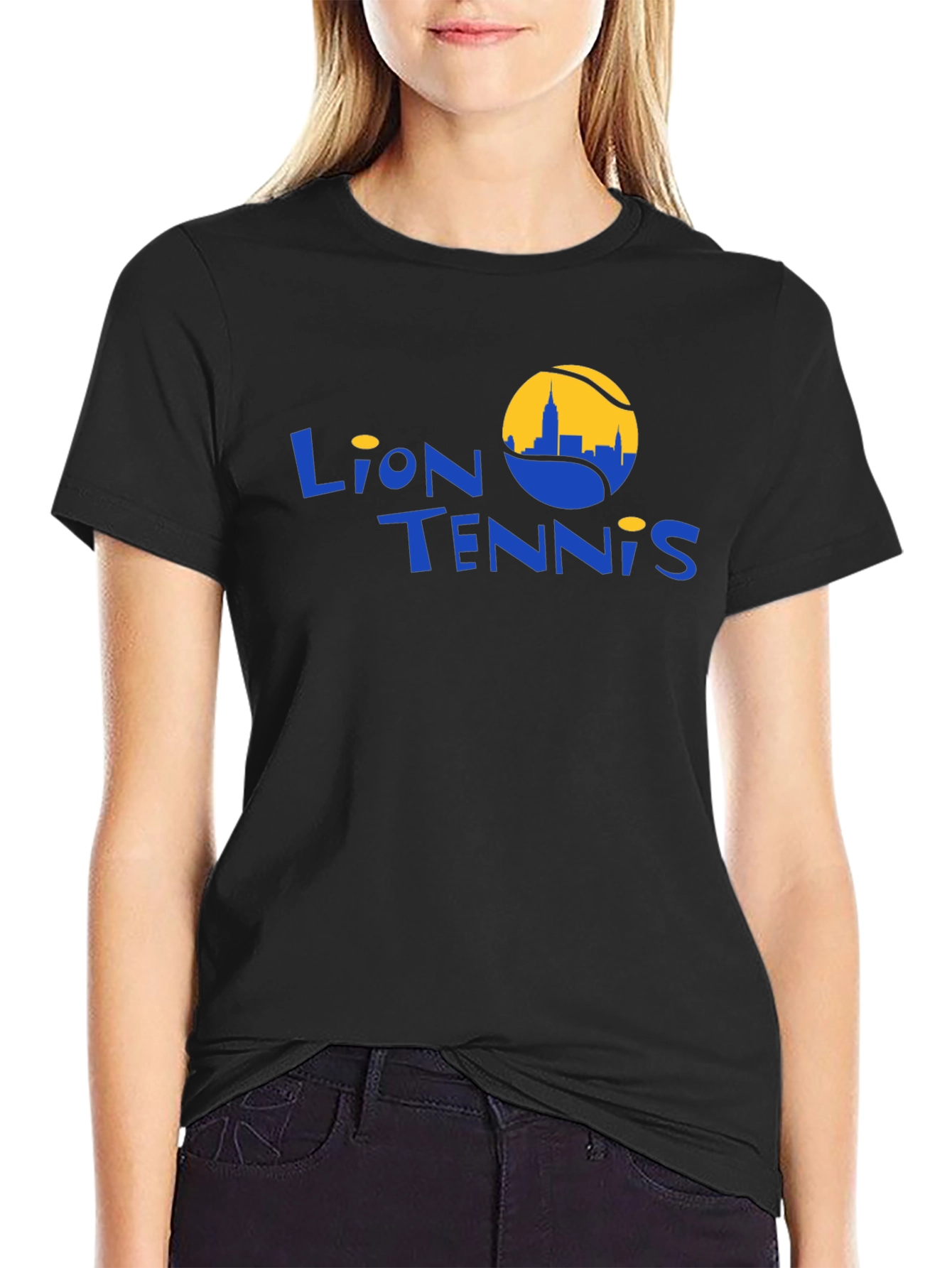 Lion Tennis Black Graphic T-Shirt