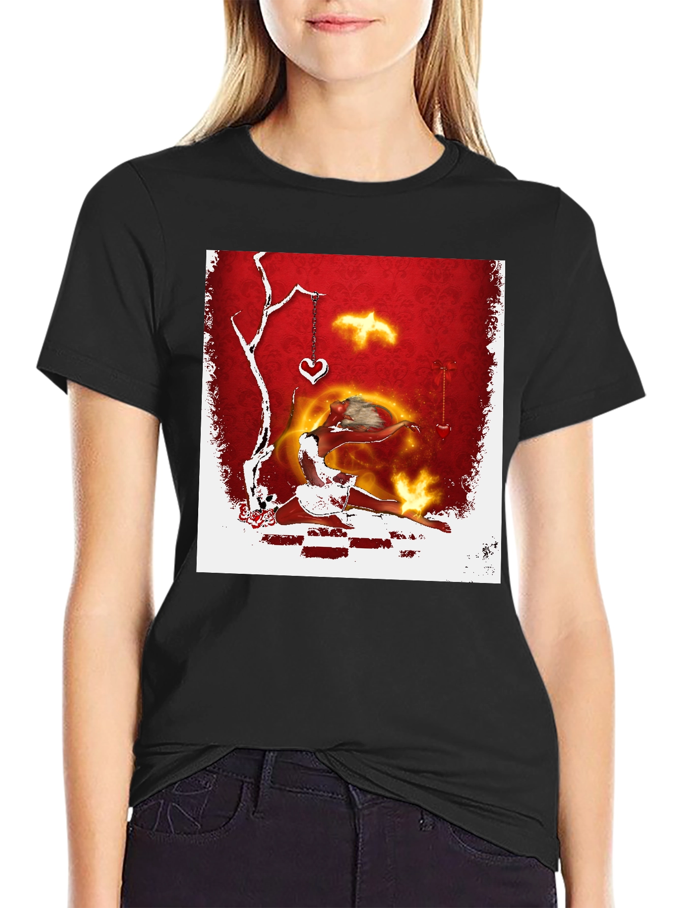 Mystic Dancer Graphic Tee - Soft Black Cotton