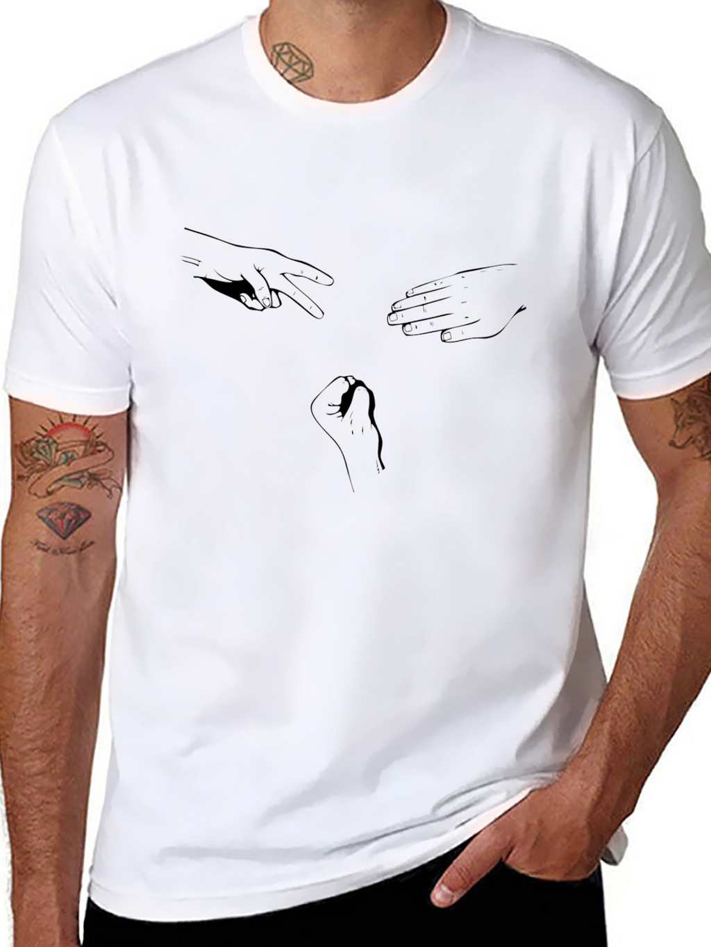 Rock Paper Scissors Graphic Tee - Black