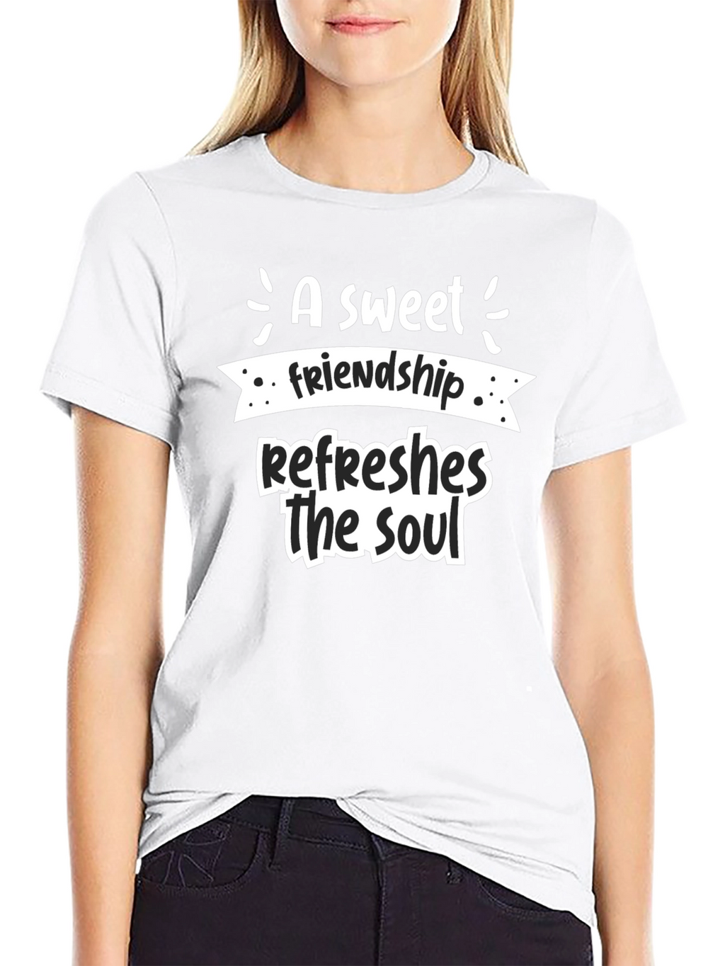 Sweet Friendship Refreshes Soul Black T-Shirt