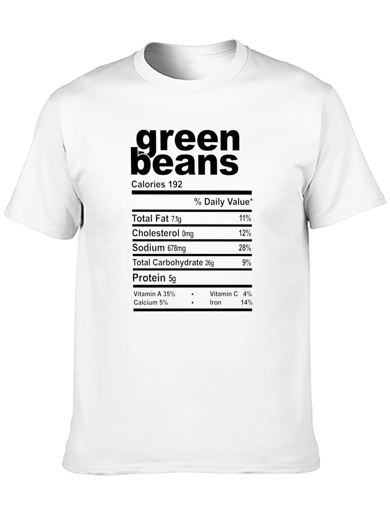 Green Beans Nutrition Facts Graphic T-Shirt