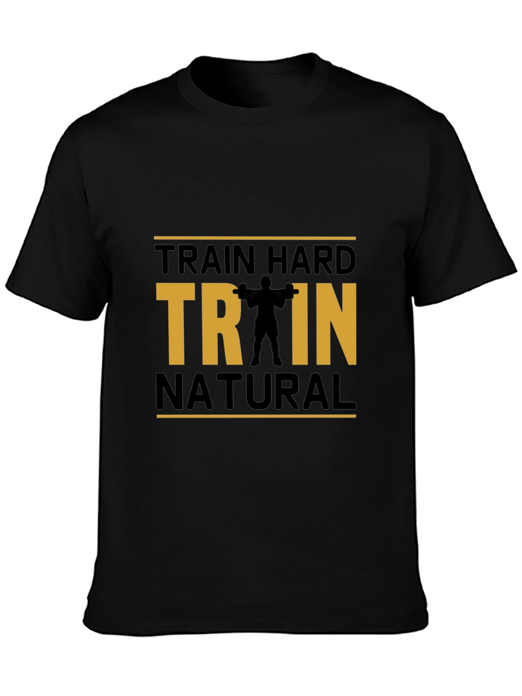 Train Hard Natural Black Cotton T-Shirt
