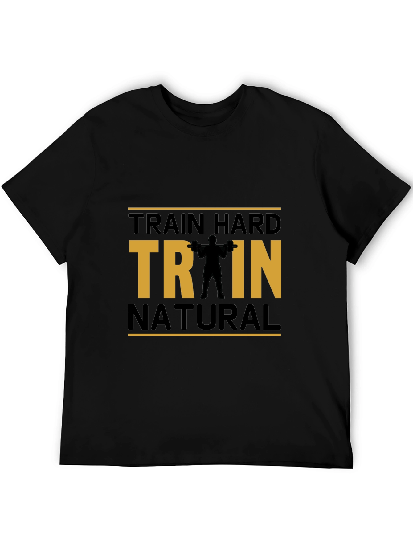 Train Hard Natural Black Cotton T-Shirt