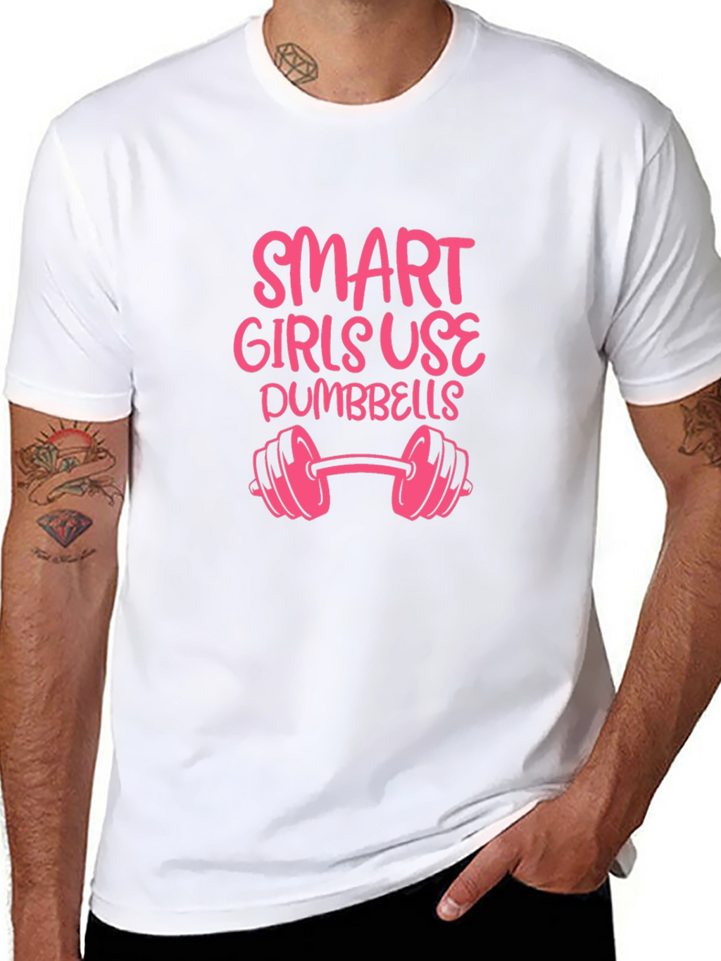 Smart Girls Use Dumbbells Graphic T-Shirt - Black
