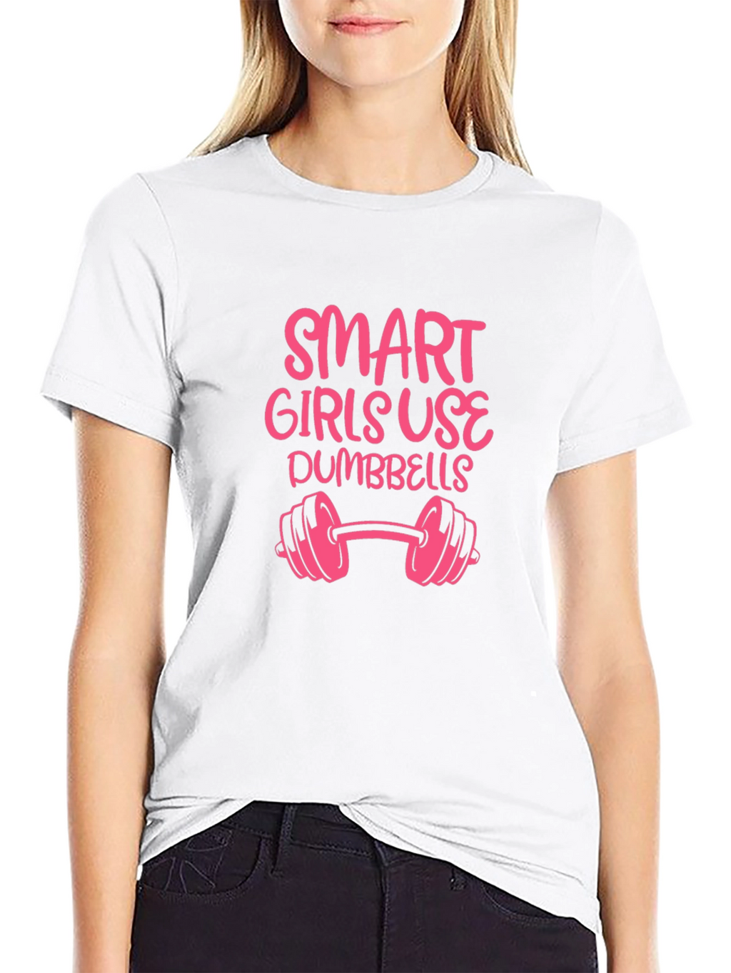 Smart Girls Use Dumbbells Graphic T-Shirt - Black