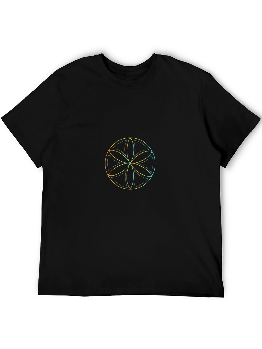 Geometric Flower of Life T-Shirt - Black