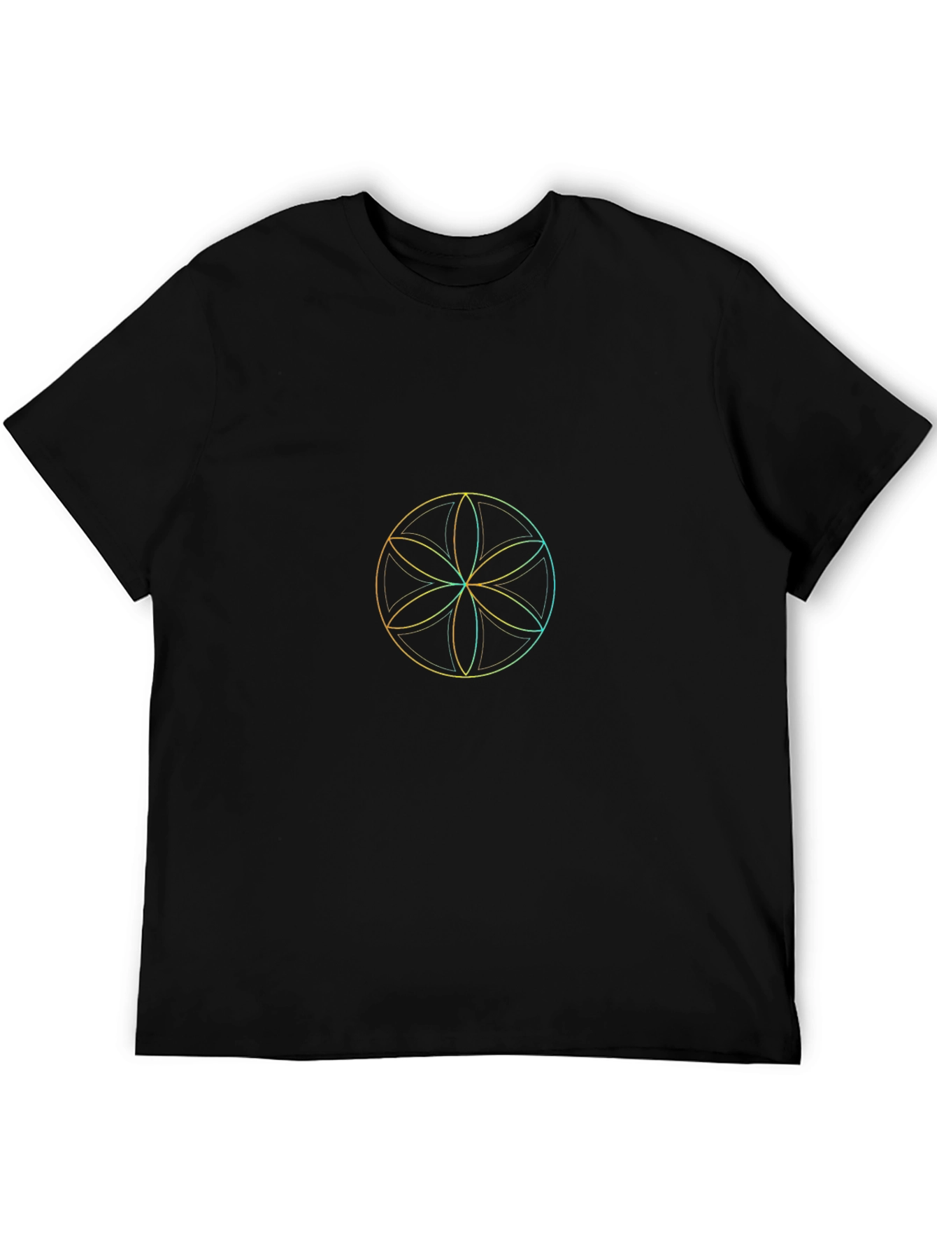 Geometric Flower of Life T-Shirt - Black