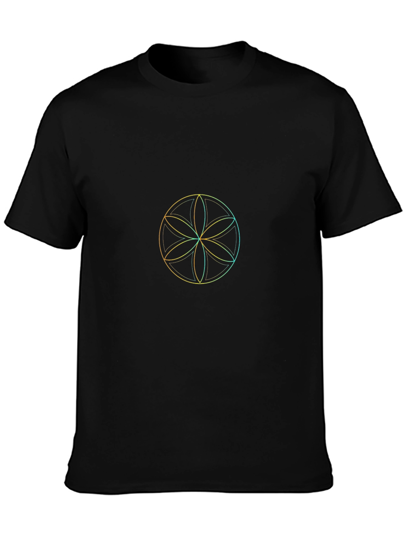 Geometric Flower of Life T-Shirt - Black