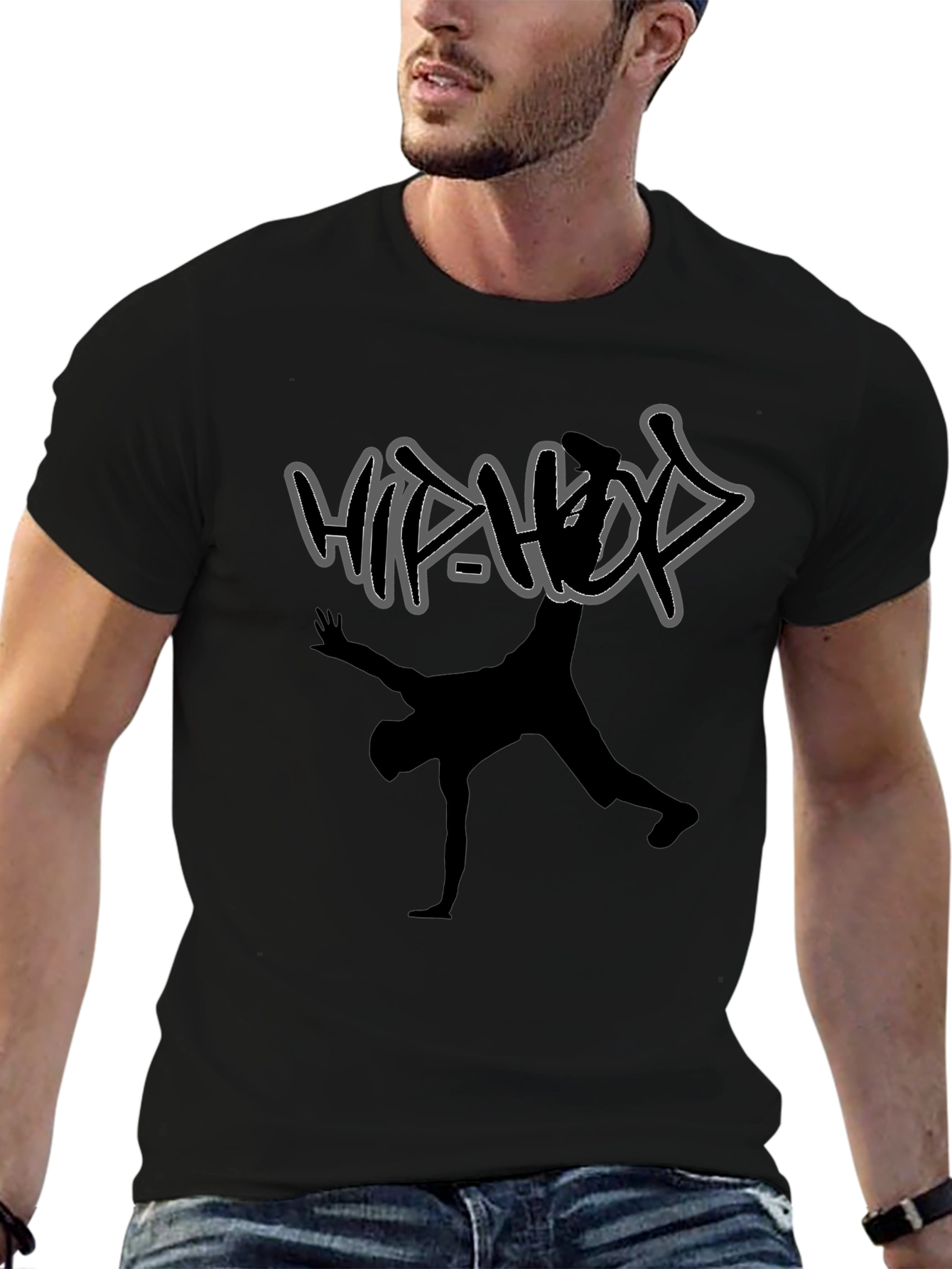 Hip Hop Dancer Graphic T-Shirt - Stylish Black Tee