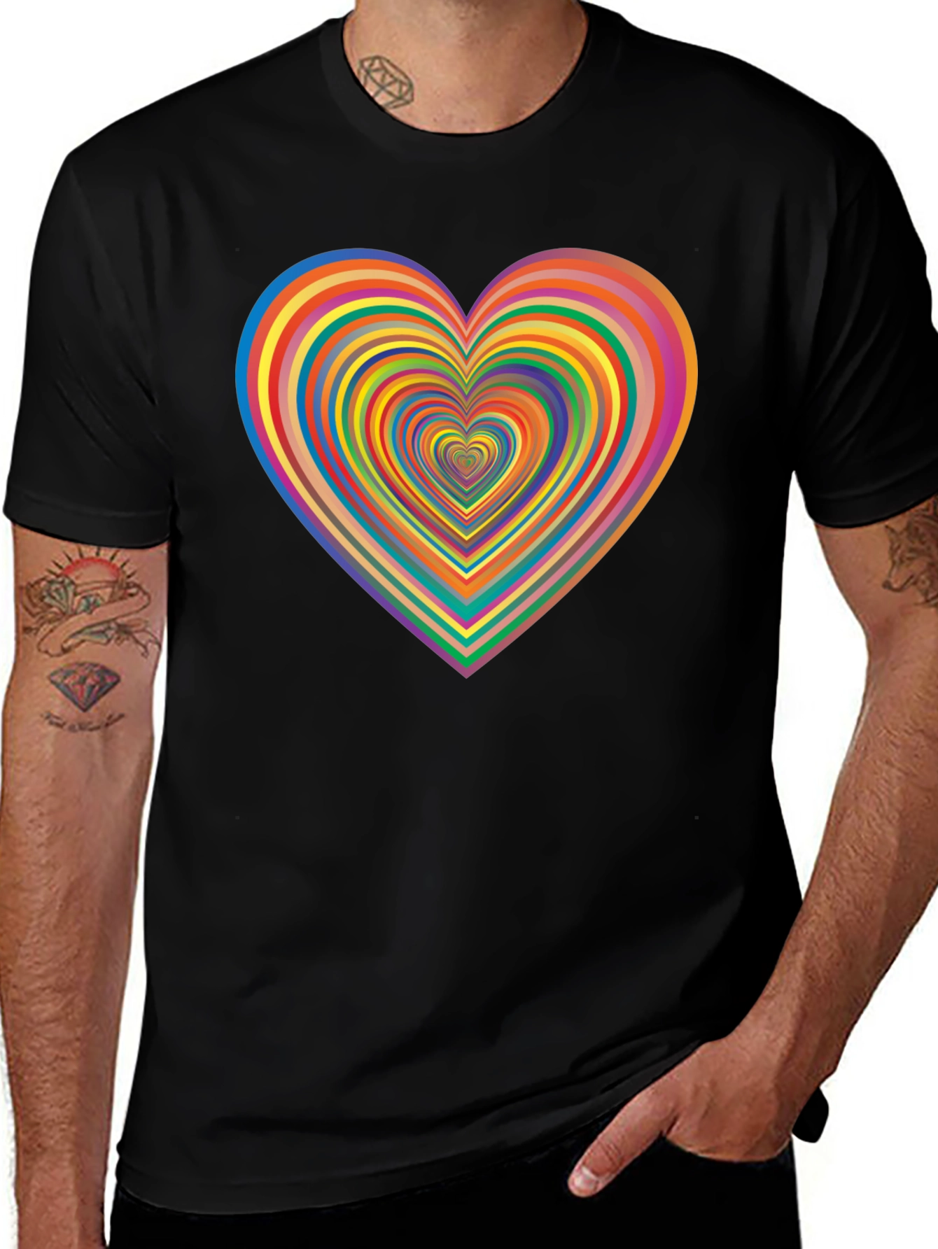 Rainbow Heart Graphic T-Shirt - Bold & Unique