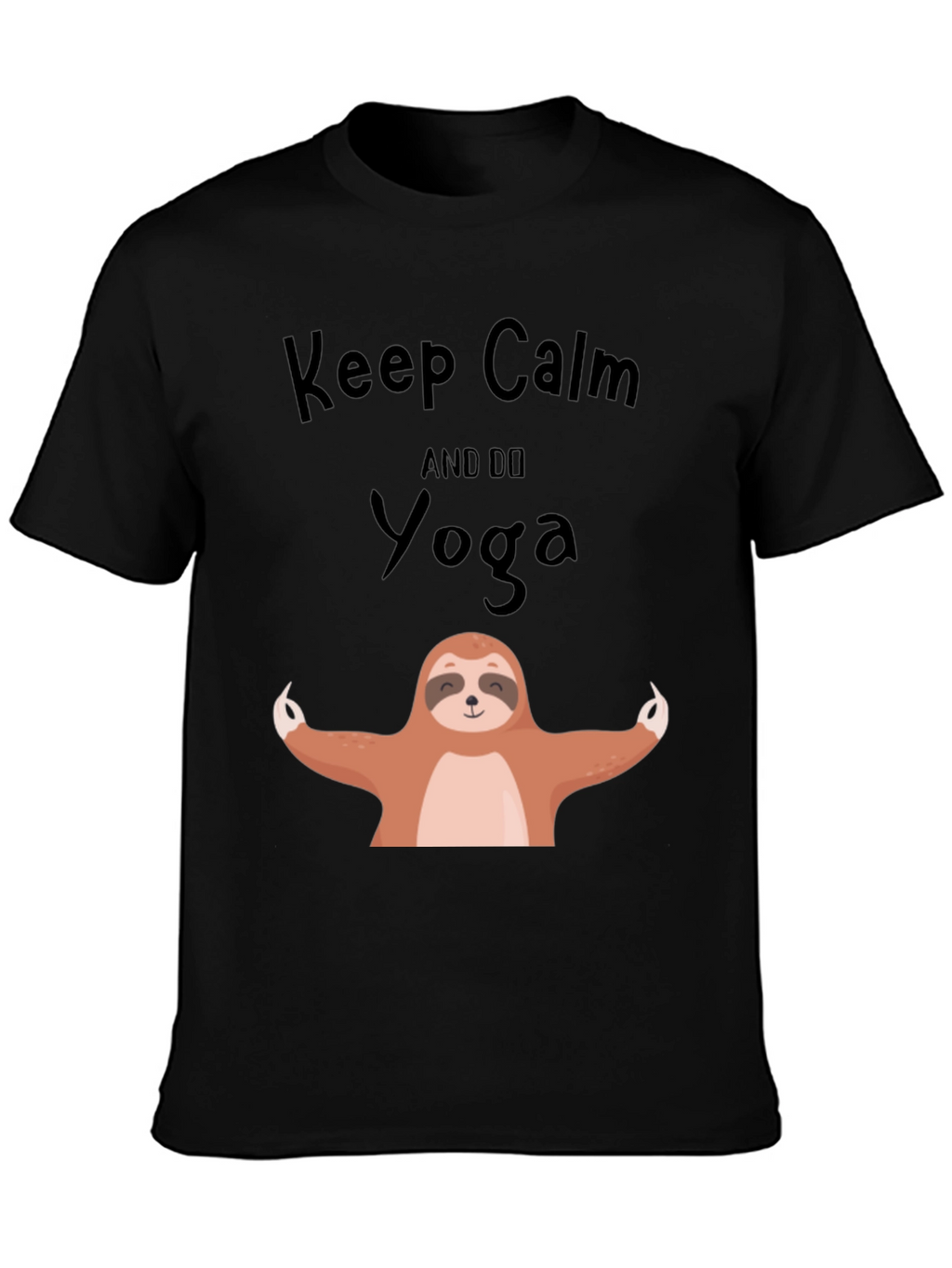 Keep Calm Sloth Yoga Graphic Tee - Black