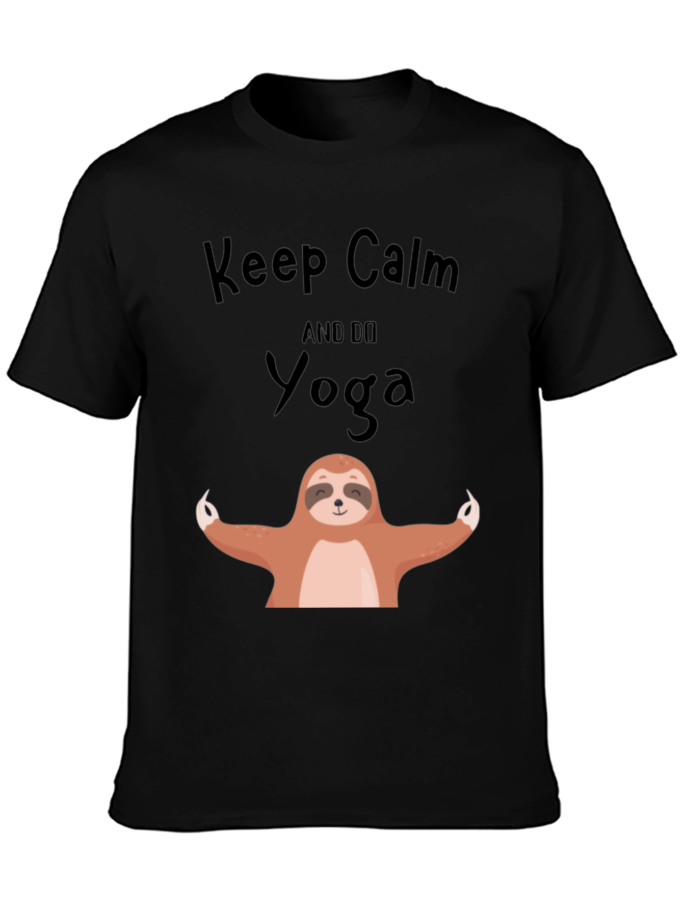 Keep Calm Sloth Yoga Graphic Tee - Black