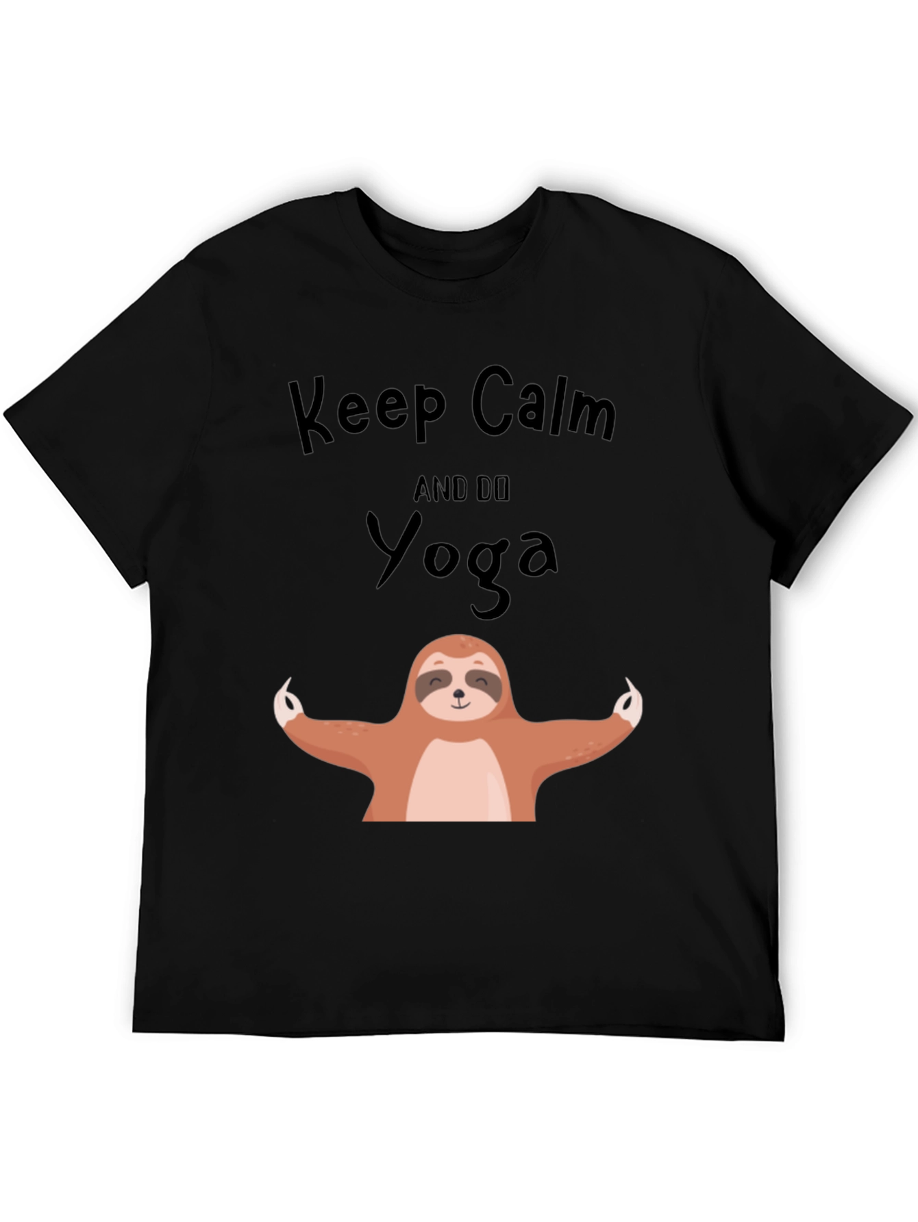 Keep Calm Sloth Yoga Graphic Tee - Black