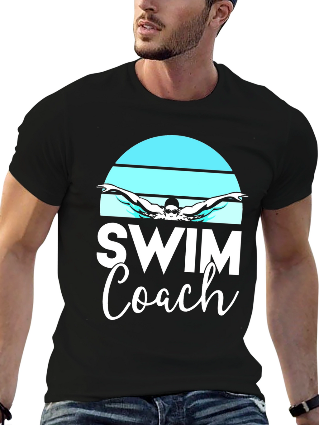 Swim Coach T-Shirt - Butterfly Swimmer Design