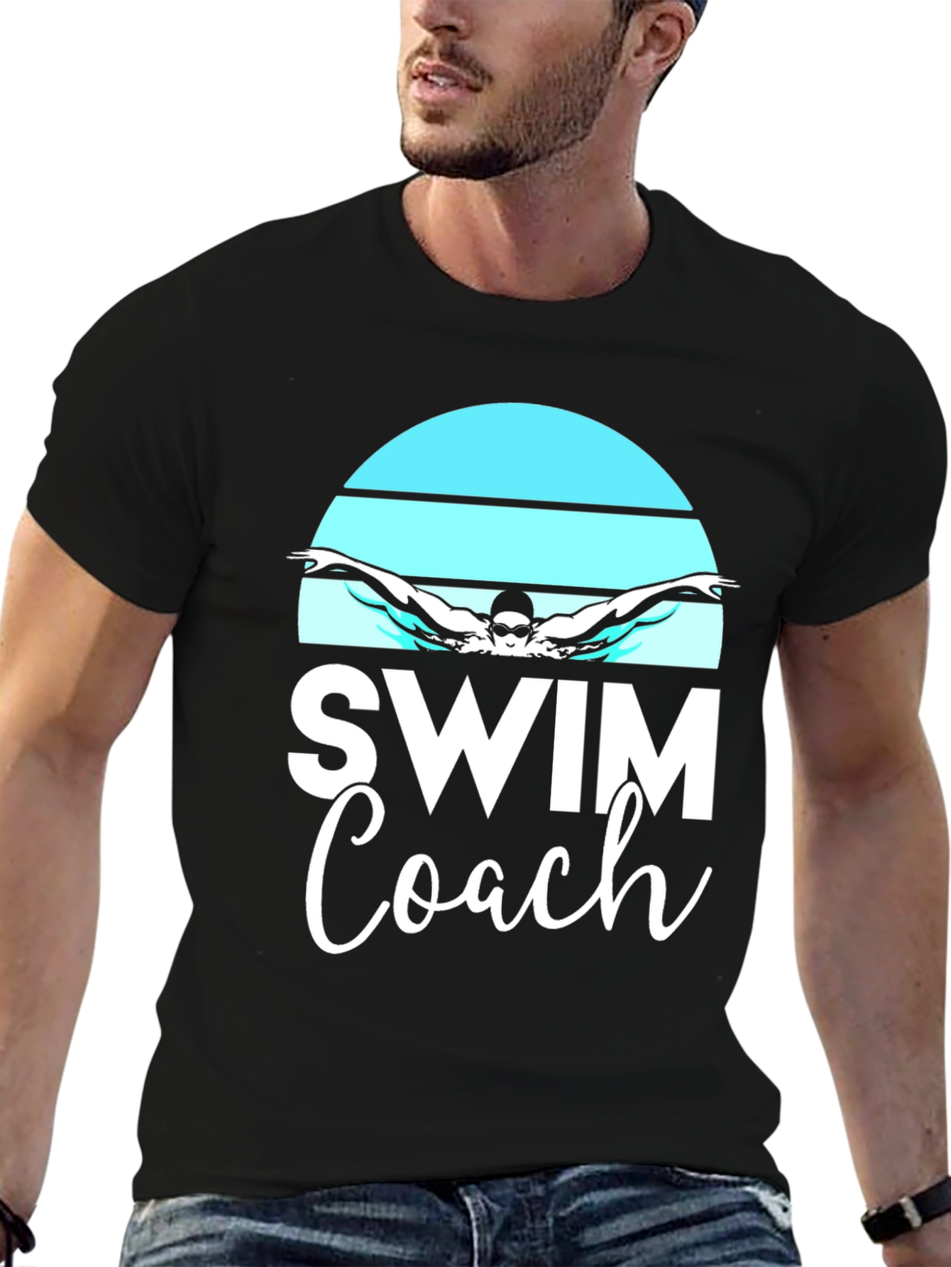 Swim Coach T-Shirt - Butterfly Swimmer Design